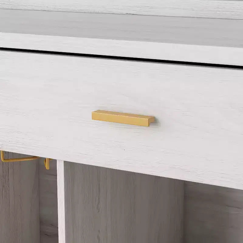 Bahut 5 étagères de ferme de 119 cm avec rangement pour vin, chêne blanc