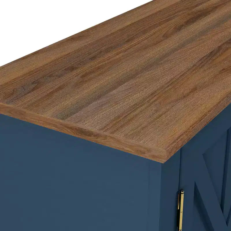 Meuble TV de ferme de 70 po pour téléviseurs jusqu'à 75 po avec foyer électrique bleu marine : Meuble de divertissement, console multimédia