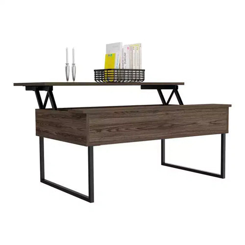 Bari Coffee Table Dark Walnut - Boahaus: Lift-Top, Hidden Storage, Modern Design