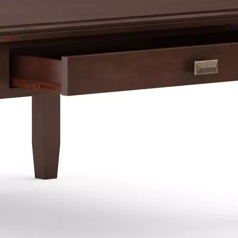 Table basse carrée Stratford, marron roux - : composite de bois transitionnel, tiroirs de rangement, 36 po carré