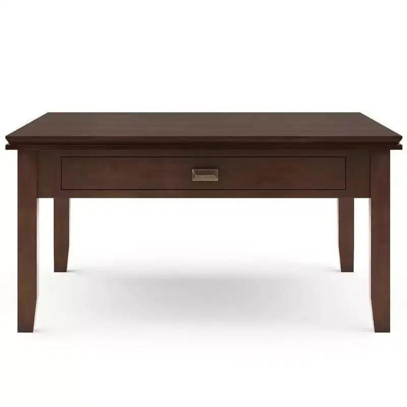 Table basse carrée Stratford, marron roux - : composite de bois transitionnel, tiroirs de rangement, 36 po carré