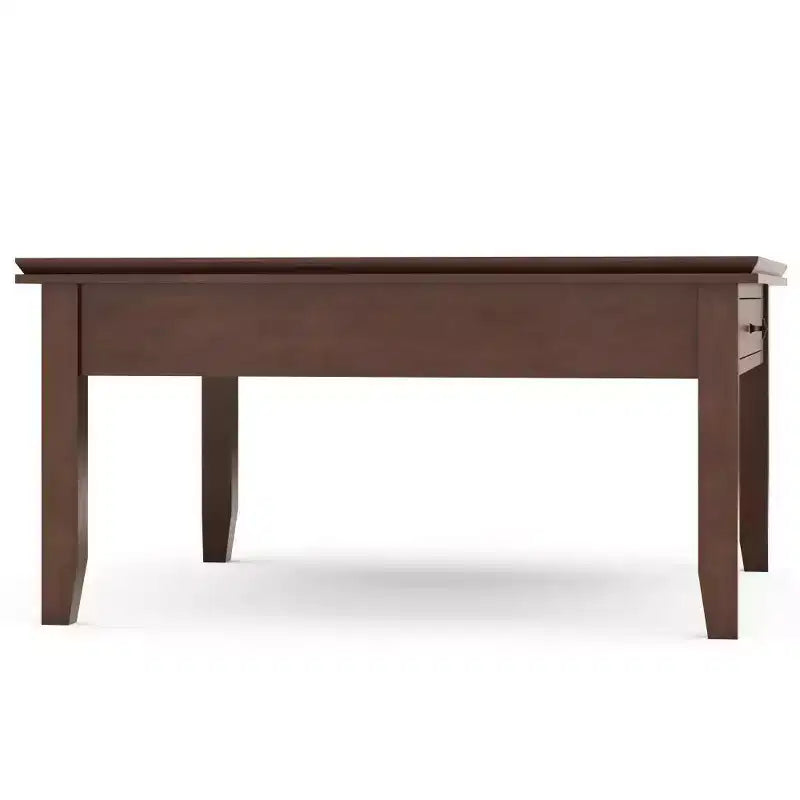 Table basse carrée Stratford, marron roux - : composite de bois transitionnel, tiroirs de rangement, 36 po carré