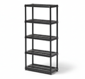 Étagère plastique noire à 5 niveaux - ™ : étagère de rangement utilitaire, 5 tablettes ouvertes, capacité de 68 kg, hauteur 186,7 cm