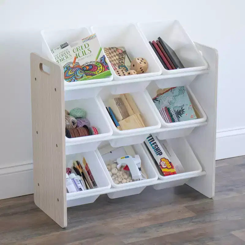 Organisateur de rangement de jouets pour enfants avec 9 bacs de rangement
