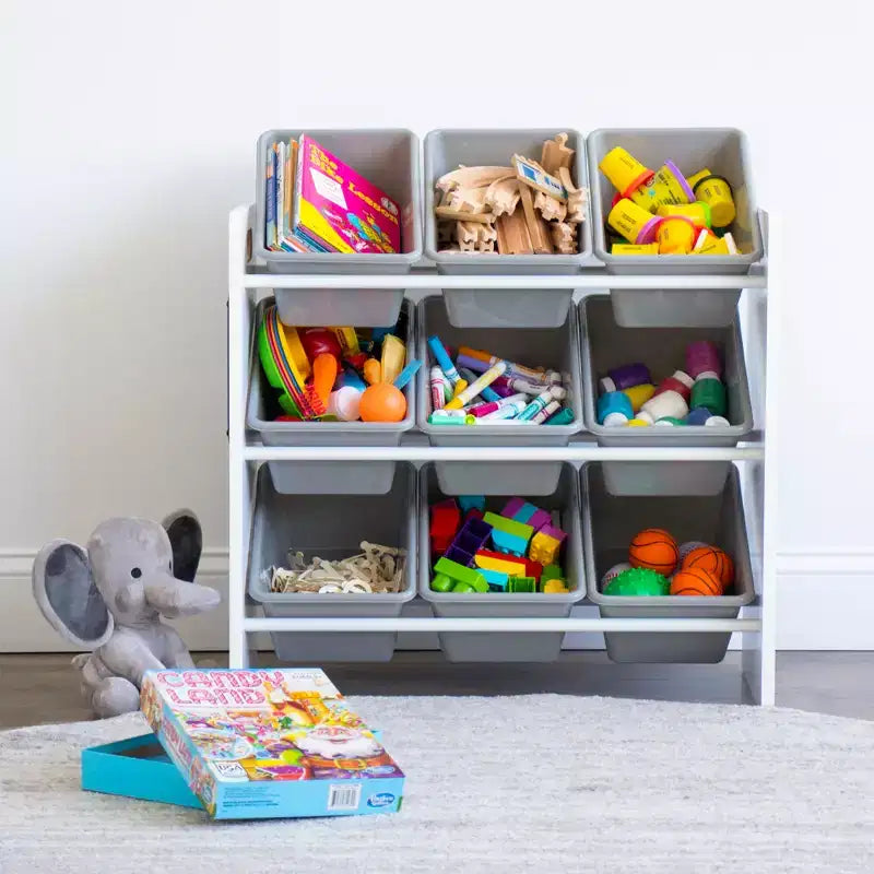 Organisateur de rangement de jouets pour enfants avec 9 bacs de rangement