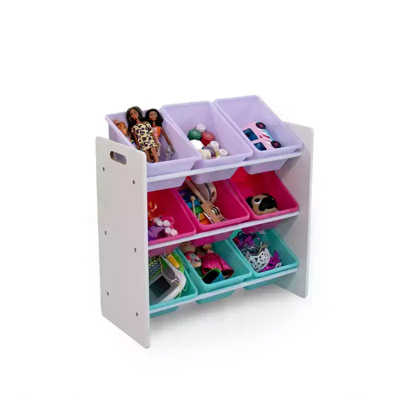 Organisateur de rangement de jouets pour enfants avec 9 bacs de rangement