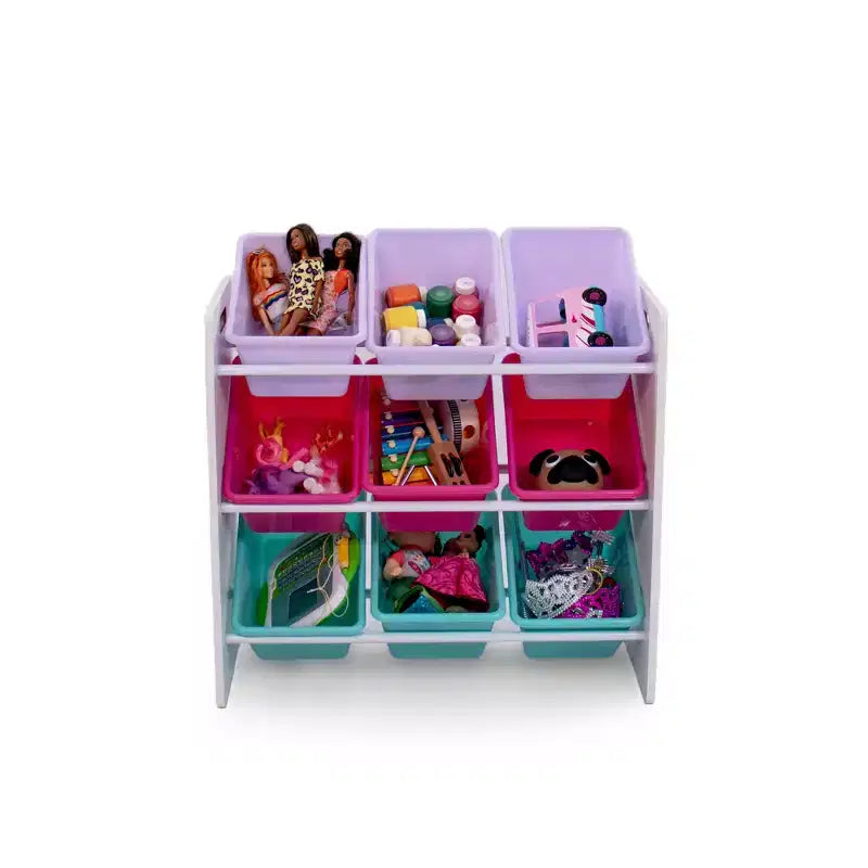Organisateur de rangement de jouets pour enfants avec 9 bacs de rangement