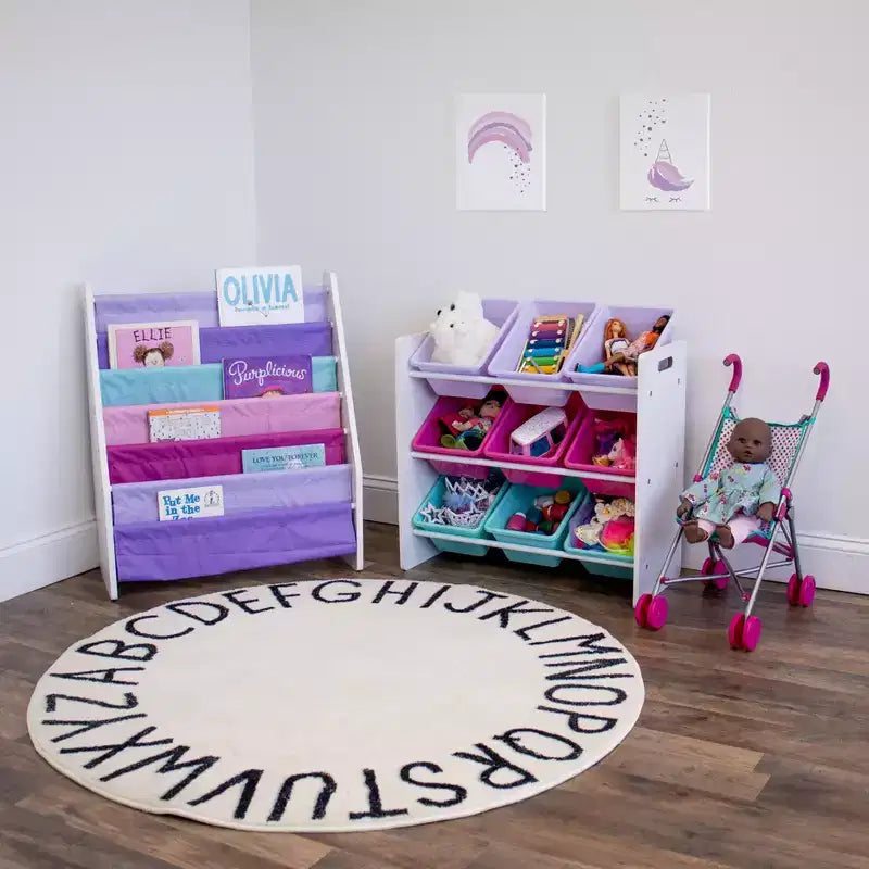Organisateur de rangement de jouets pour enfants avec 9 bacs de rangement