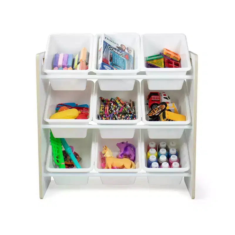 Organisateur de rangement de jouets pour enfants avec 9 bacs de rangement