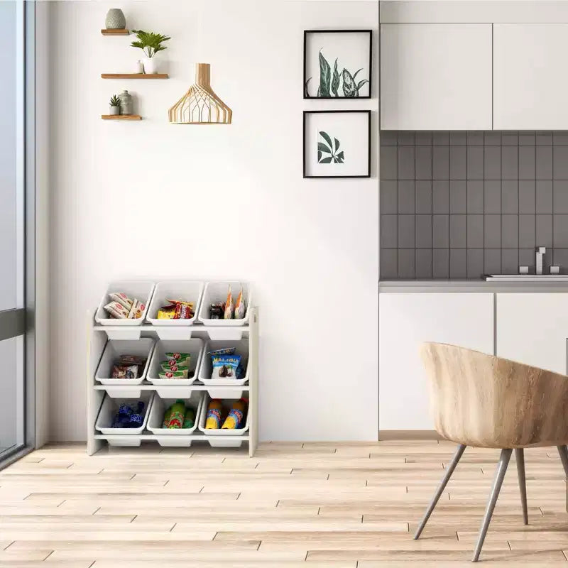 Organisateur de rangement de jouets pour enfants avec 9 bacs de rangement