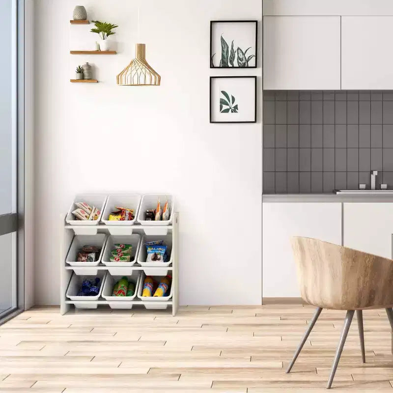 Organisateur de rangement de jouets pour enfants avec 9 bacs de rangement