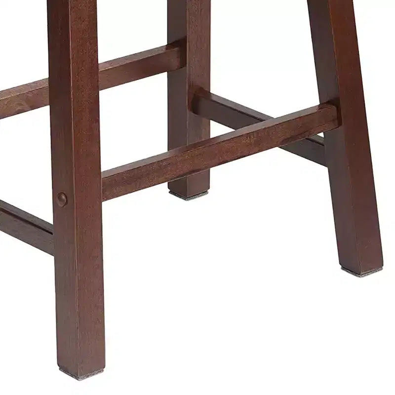 Tabouret de comptoir de cuisine classique à selle de 61 cm pour maisons, salles à manger et bars avec siège sans dossier, 4 pieds carrés, noyer (lot de 3)
