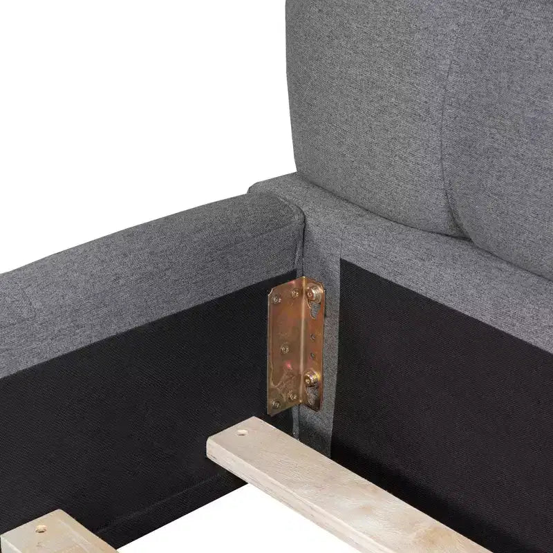 Lit plateforme capitonné Queen/King Size avec tissu épais, lit au sol avec cadre solide