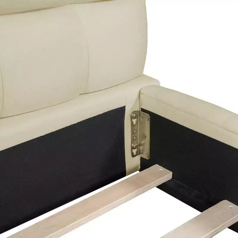 Lit plateforme capitonné Queen/King Size avec tissu épais, lit au sol avec cadre solide