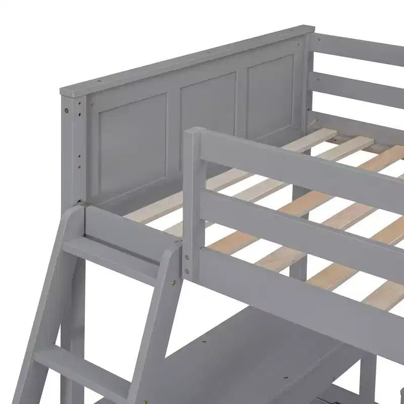 Lit superposé en bois double sur double/simple sur double avec bureau et échelle