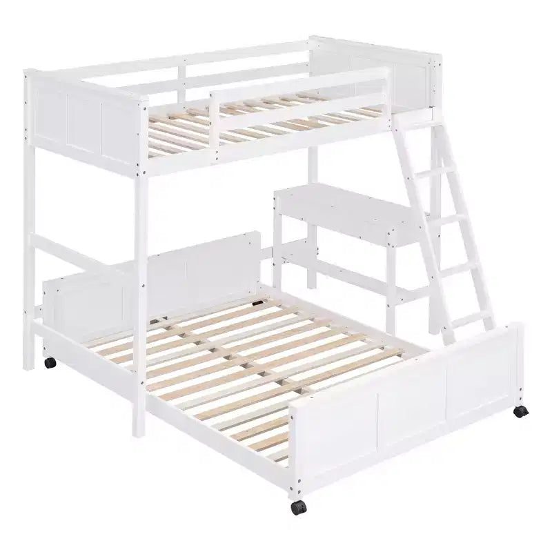 Lit superposé en bois double sur double/simple sur double avec bureau et échelle