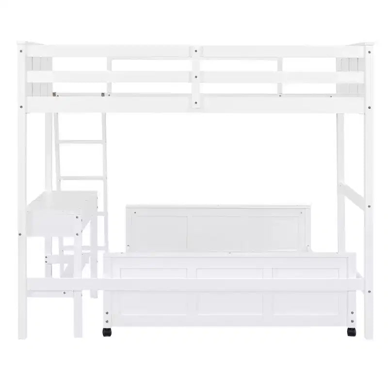 Lit superposé en bois double sur double/simple sur double avec bureau et échelle