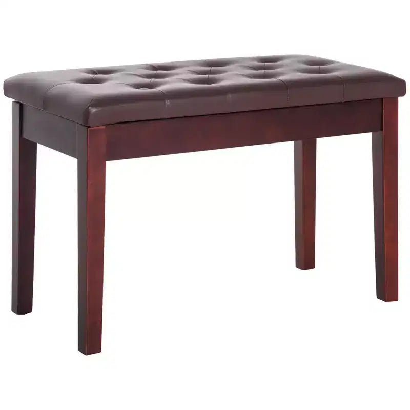 Banc de piano 2 places rembourré en similicuir et bouleau de style campagnard traditionnel