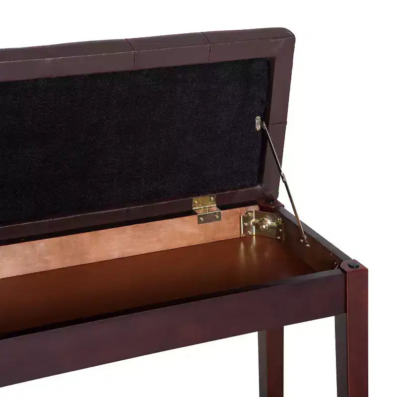 Banc de piano 2 places rembourré en similicuir et bouleau de style campagnard traditionnel