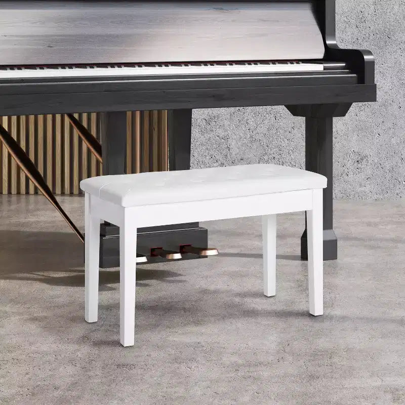 Banc de piano 2 places rembourré en similicuir et bouleau de style campagnard traditionnel