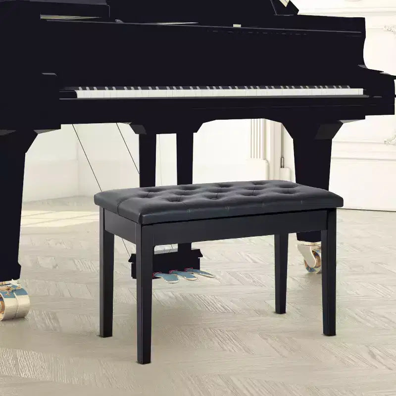 Banc de piano 2 places rembourré en similicuir et bouleau de style campagnard traditionnel