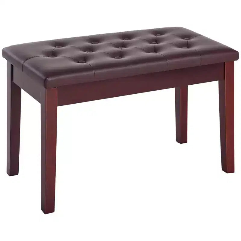 Banc de piano 2 places rembourré en similicuir et bouleau de style campagnard traditionnel