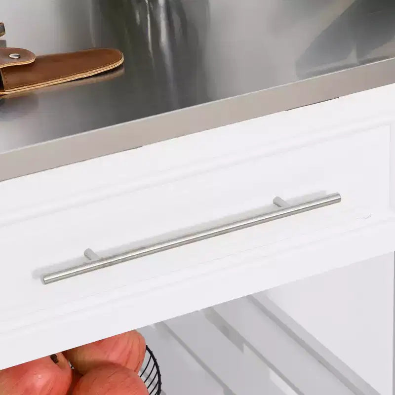 Îlot de cuisine avec plateau en acier inoxydable, îlot de cuisine traditionnel avec rangement, étagères ouvertes à 2 niveaux, tiroirs