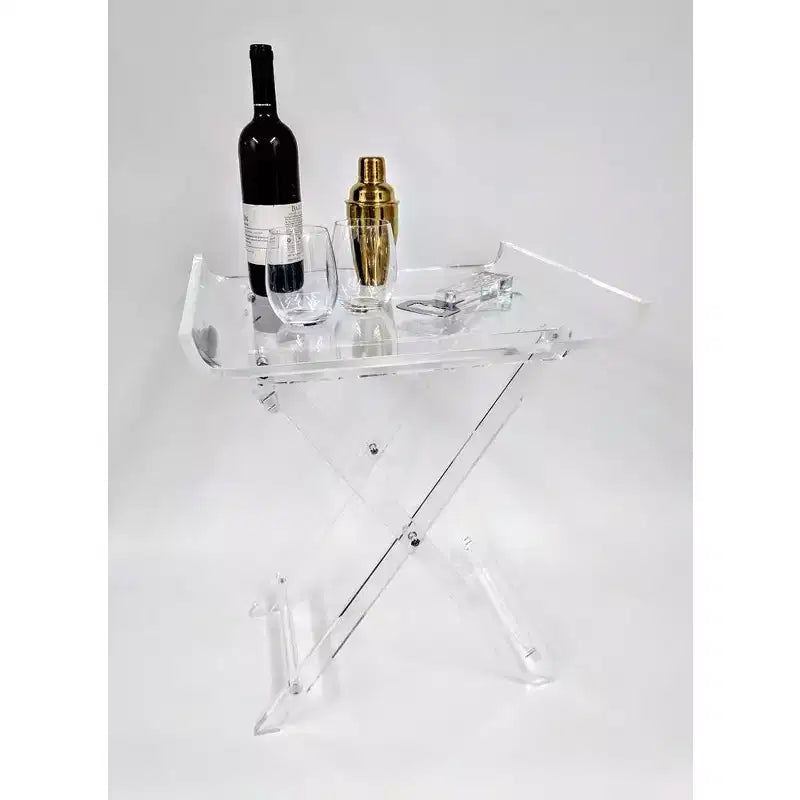 Table d'appoint pliable en acrylique avec plateau incurvé, indispensable pour une décoration intérieure luxueuse, parfaite pour un espace de table pratique