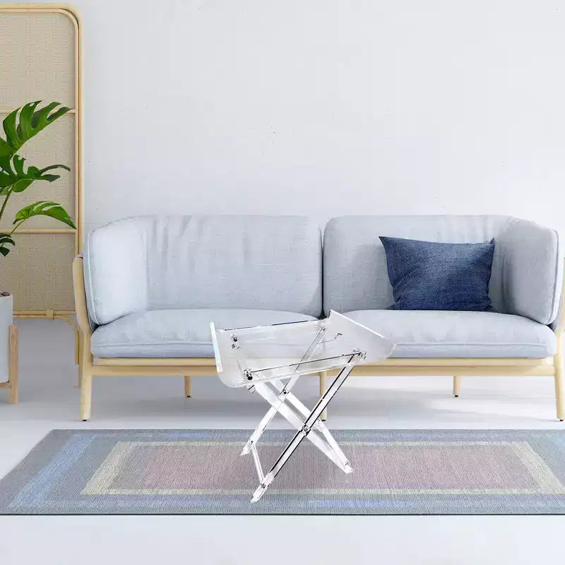Table d'appoint pliable en acrylique avec plateau incurvé, indispensable pour une décoration intérieure luxueuse, parfaite pour un espace de table pratique