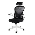 Elama High Back Adjustable Mesh and Fabric Office Chair in White and Black with Adjustable Head Rest