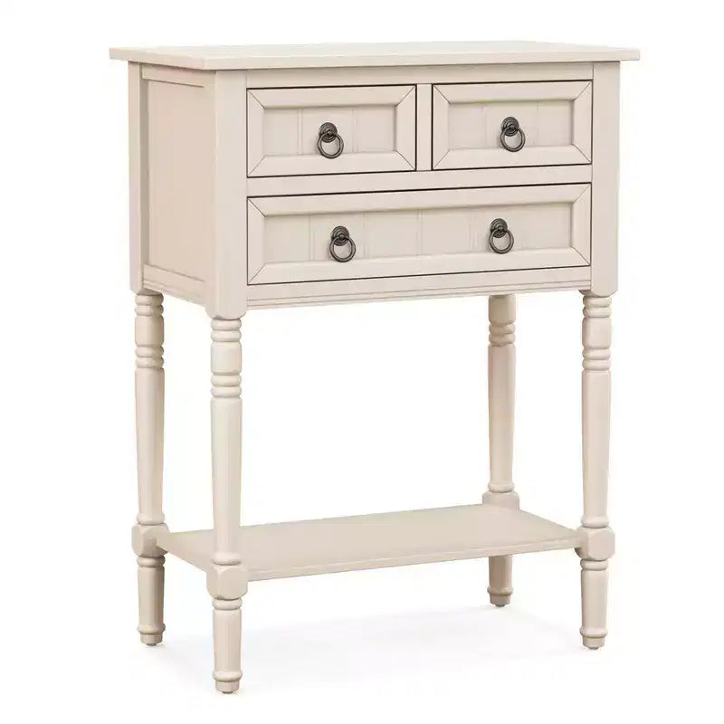 Table console d'entrée avec 3 tiroirs et étagère ouverte pour couloir, salon, beige