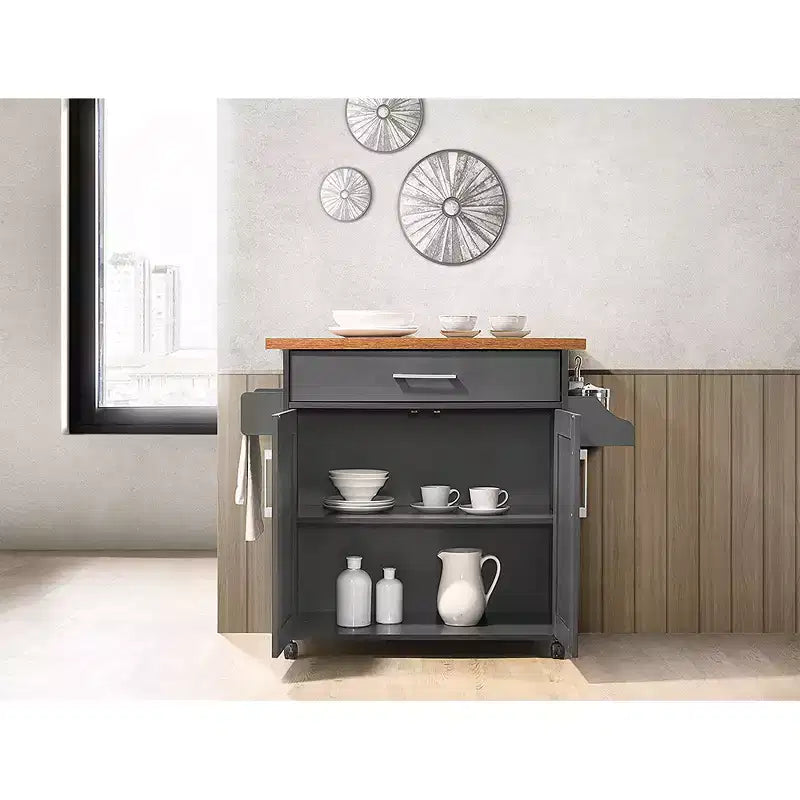 Îlot de cuisine roulant avec étagère à épices et porte-serviettes