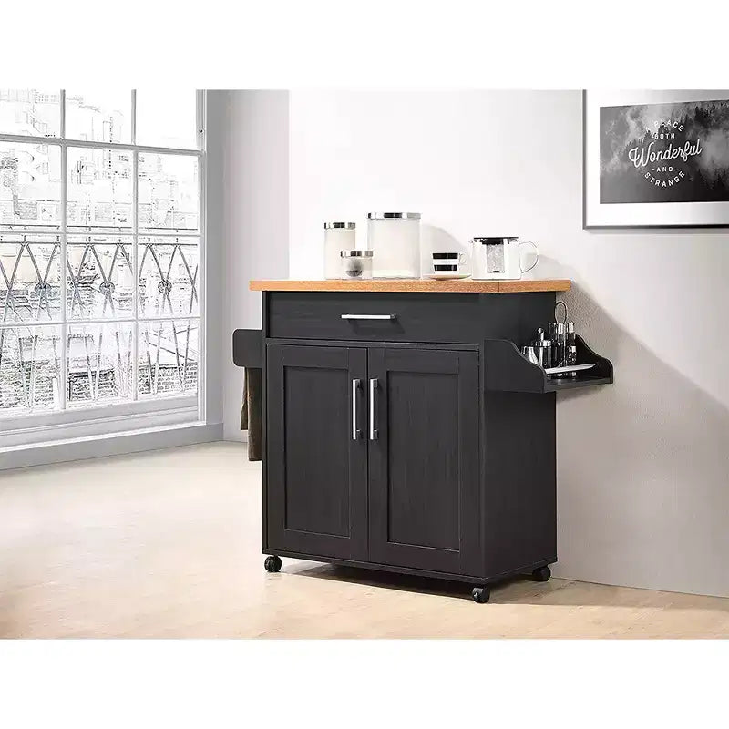 Îlot de cuisine roulant avec étagère à épices et porte-serviettes