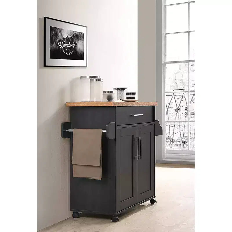 Îlot de cuisine roulant avec étagère à épices et porte-serviettes