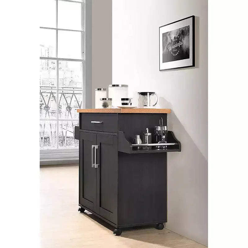 Îlot de cuisine roulant avec étagère à épices et porte-serviettes