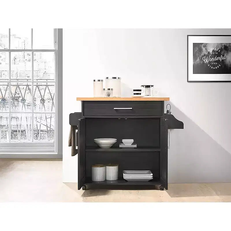 Îlot de cuisine roulant avec étagère à épices et porte-serviettes