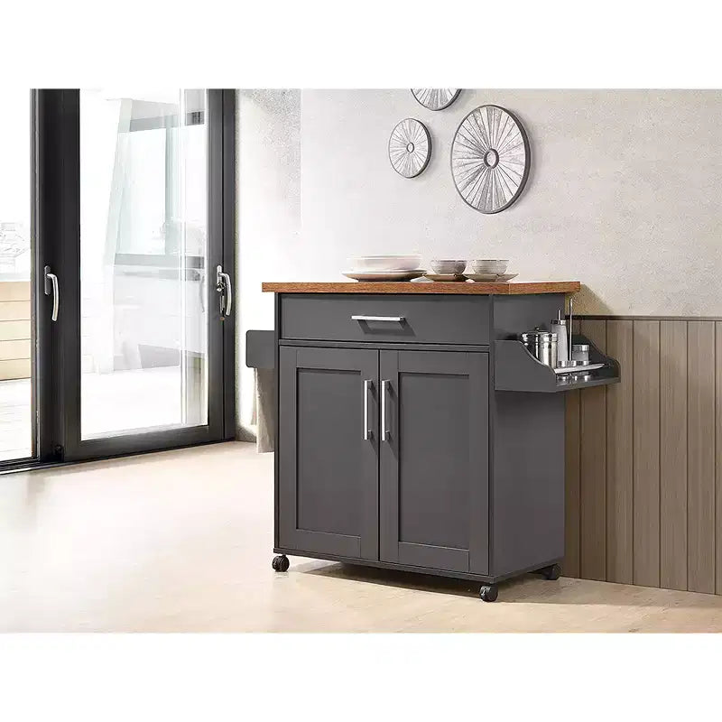 Îlot de cuisine roulant avec étagère à épices et porte-serviettes