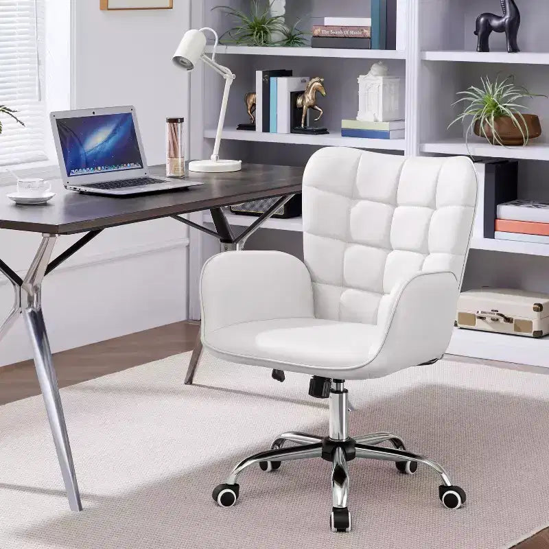 Chaise de bureau en similicuir avec accoudoirs rembourrés