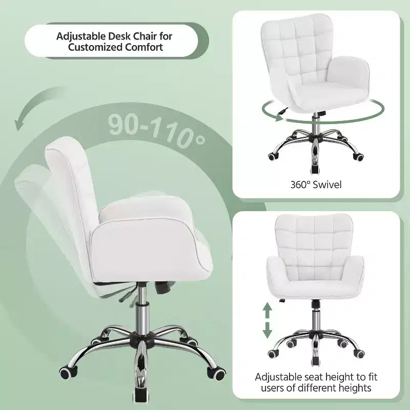 Chaise de bureau en similicuir avec accoudoirs rembourrés