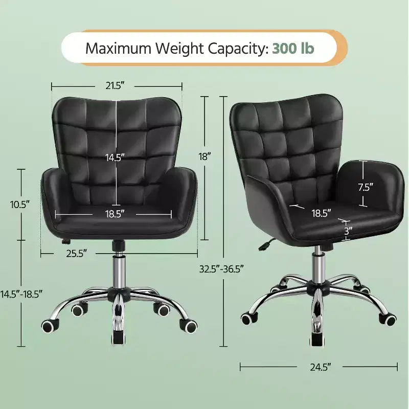 Chaise de bureau en similicuir avec accoudoirs rembourrés