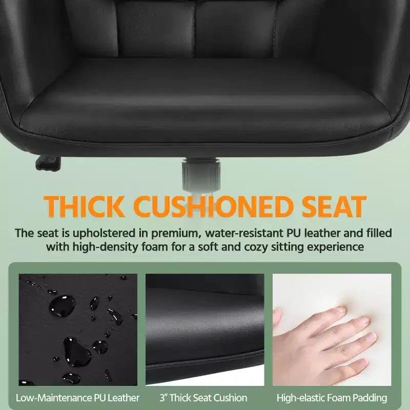 Chaise de bureau en similicuir avec accoudoirs rembourrés