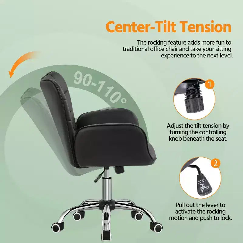 Chaise de bureau en similicuir avec accoudoirs rembourrés