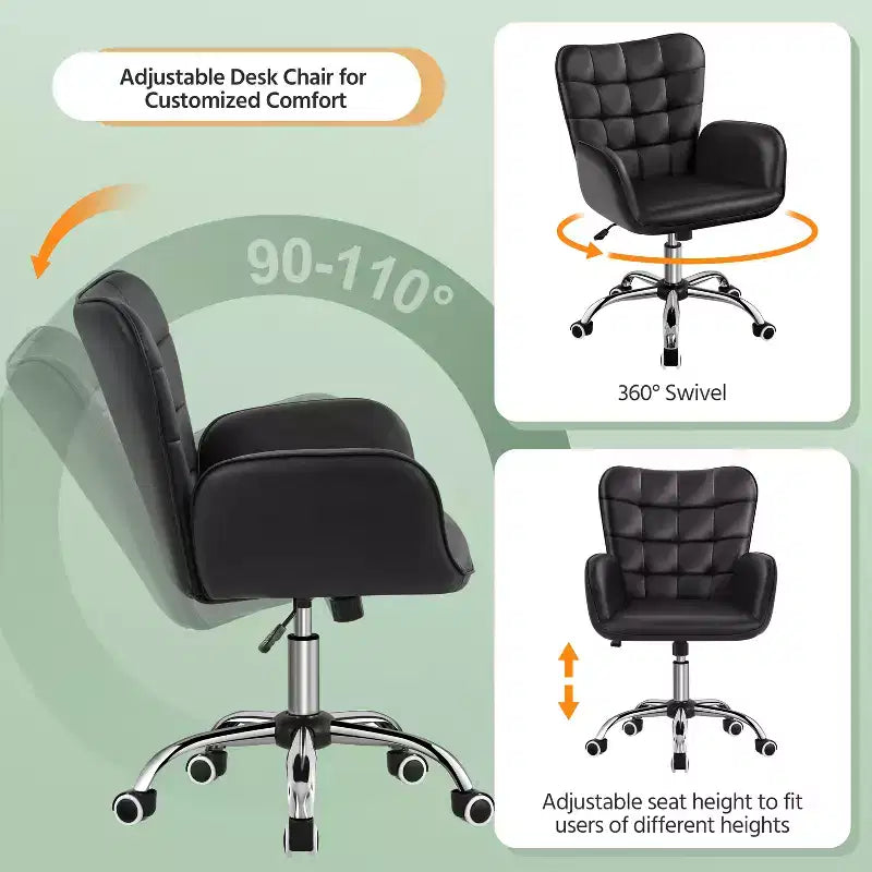 Chaise de bureau en similicuir avec accoudoirs rembourrés