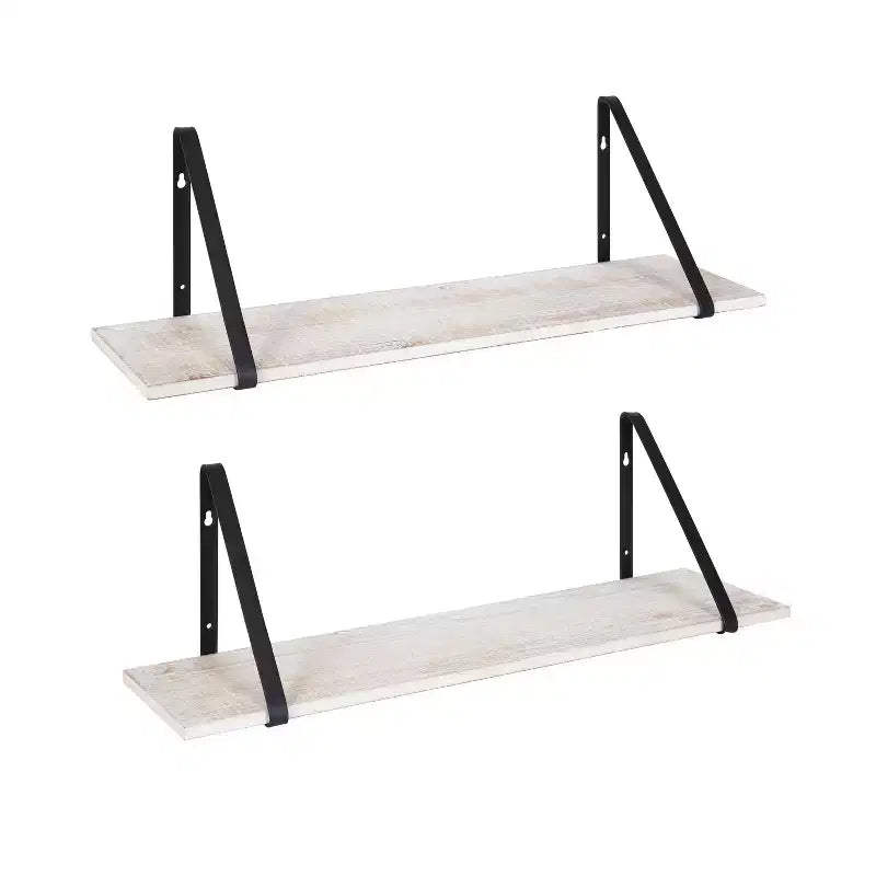 Kate and Laurel Soloman Rectangle Wood Floating Shelf, 2 Pk-28, White