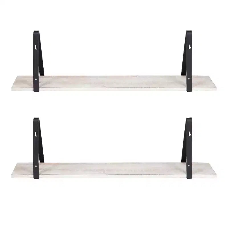Étagère Murale Flottante Rectangulaire en Bois Soloman, Lot de 2-28, Blanc