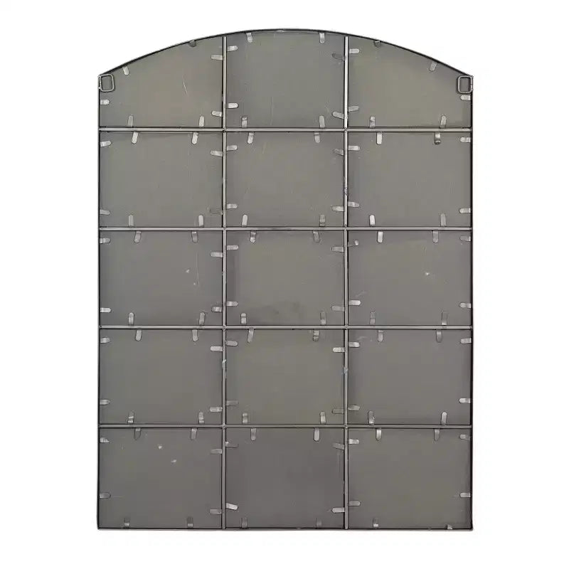 Miroir mural à cadre métallique inspiré d'une fenêtre à carreaux, avec plateau arqué