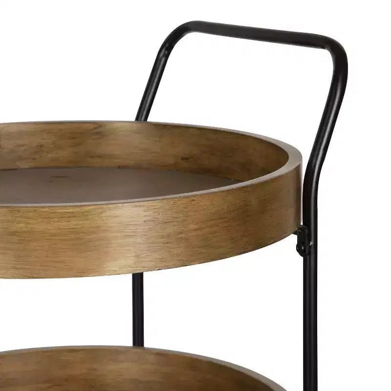 Dessertes de bar rondes en métal Lloyd, 18x18x31.5, brun rustique et noir