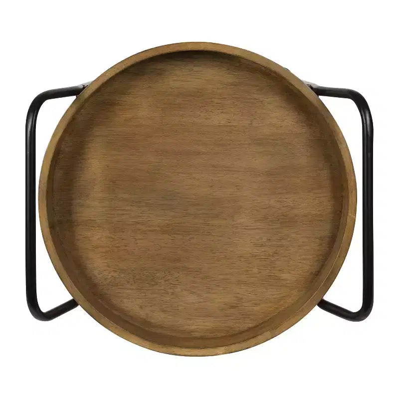Dessertes de bar rondes en métal Lloyd, 18x18x31.5, brun rustique et noir