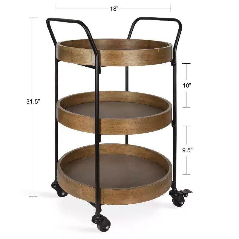 Dessertes de bar rondes en métal Lloyd, 18x18x31.5, brun rustique et noir