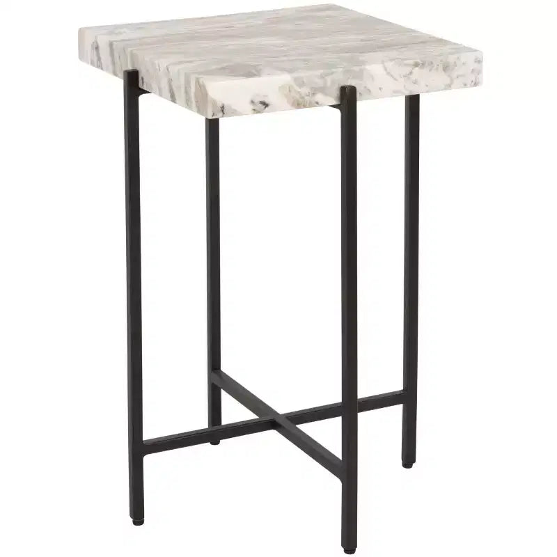 Table d'appoint avec plateau en pierre Tenzin - ACC3707A - Gris/Noir chiné